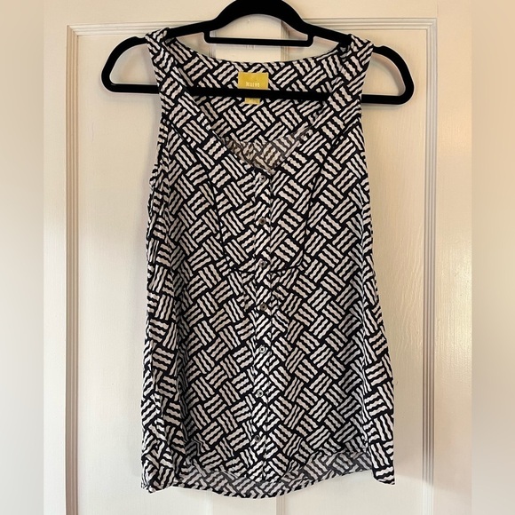 Maeve Tops - Maeve Sleeveless Navy and White Patterned Top Size 2